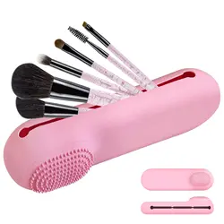 Silicone Makeup Brush Holder Travel Cosmetic Brush Organizer Storage Bag Makeup Brush Container Beauty Tool Protective Cover