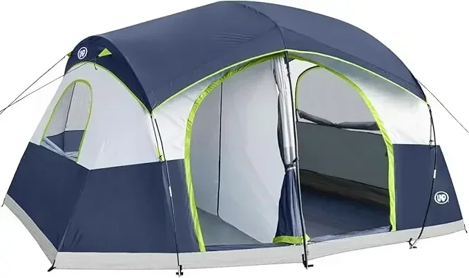 

Hot salesUNP Camping Tent 8/9 Person, Family Camping Tent, 5 Large Ventilation Mesh Windows, 14'x14'x78 inches Tall with Divider