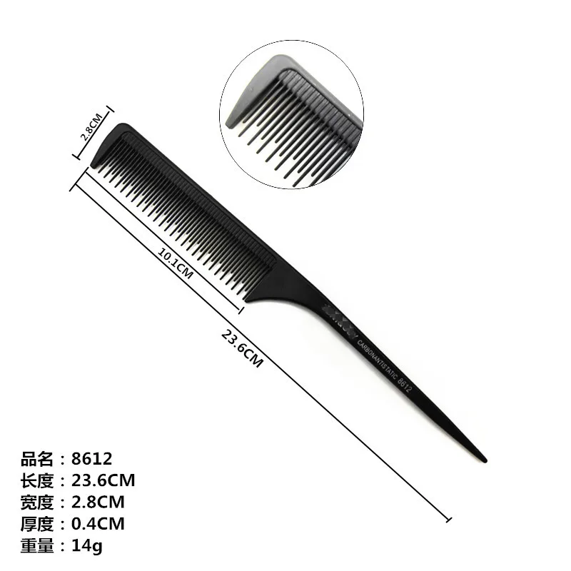 1PC Hairdressing Carbon Comb For Haircut Barber Anti Static White Rat Tail Comb Beauty Professional Hair Styling Tools Comb