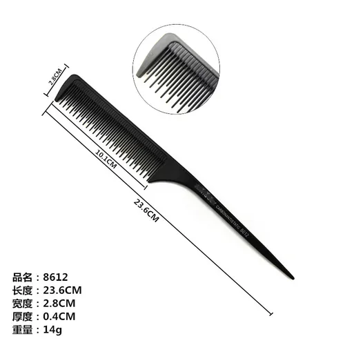 Imagen 2 del producto Peine de carbono de peluquería para corte de pelo, peine de cola de rata blanca antiestático, herramientas profesionales de estilismo para el cabello, 1 ud.