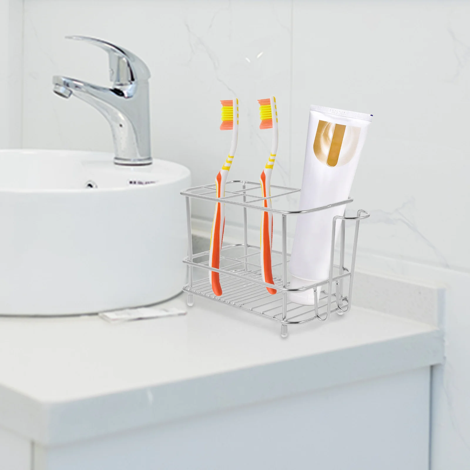 

Countertop Toothbrushes Stand Stable Metal Toothbrush Holder Multifunctional Makeup Brush Organizer Toothbrush Stand Rack