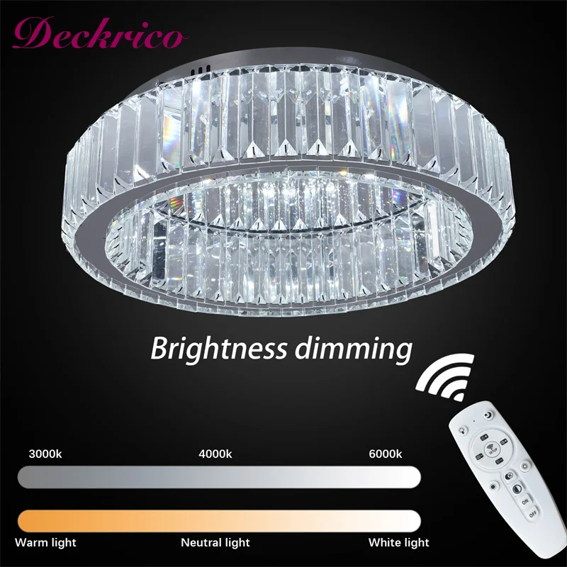 Indoor Crystal Led-plafondlamp Moderne luxe kroonluchter Slaapkamer Woonkamer Decor Afstandsbediening Dimmen Hanglamp Glans