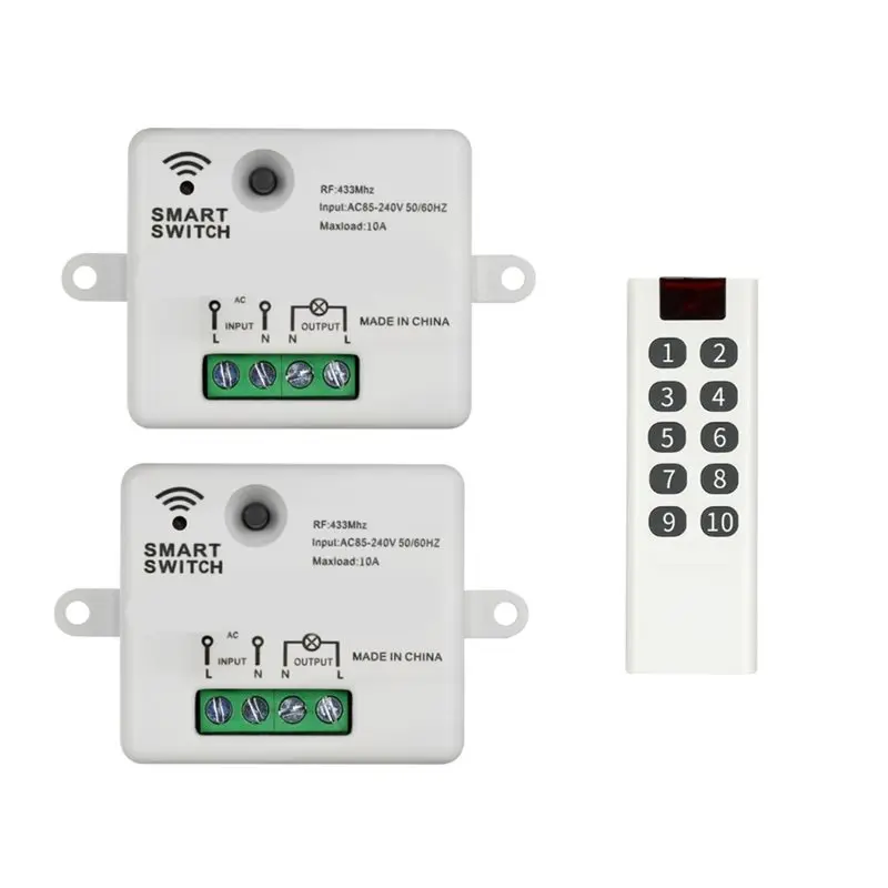 AT82-433Mhz Smart Wireless Remote Control Switch AC 85-240V 10A Wireless Remote Control Relay Receiver For Ceiling LED Lamp Bulb