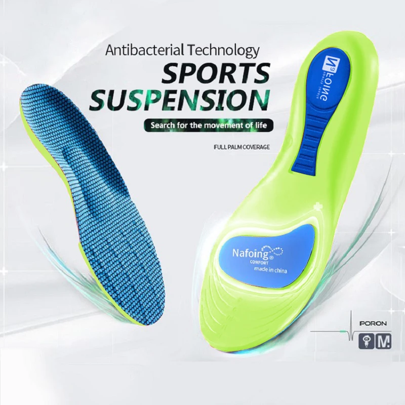 4D Sports Insoles Soft Men\'s Deodorant Insole Flat Arch Support Full Pad Elastic Massage Insole For Running Soles Hightechnology