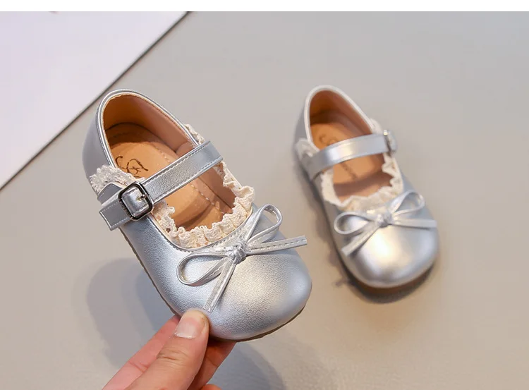Mädchen Frühling Herbst Schleife Weiche Sohle PU-Lederschuhe Kinder Rutschfeste Spitzenbesatz Loafer Atmungsaktive Mary Jane Schuhe Kinder Freizeitschuhe – Detail 12