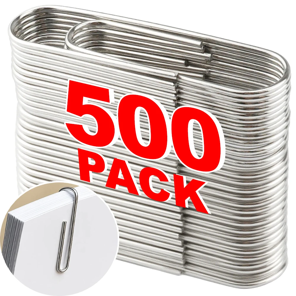 50–500 Stück Büroklammern aus Edelstahl, rostfrei, robust beschichtet, U-förmige Büroklammern für Studenten, Büro, Schule, Schreibwaren