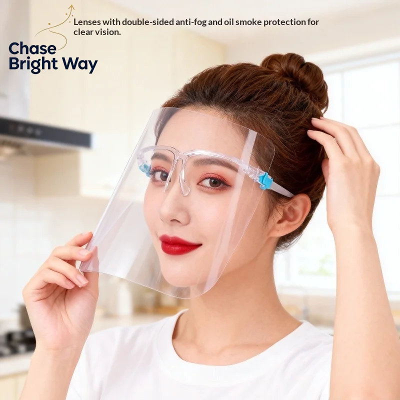 Face Shield Transparent Full Face Guard Anti-Oil Droplet Proof Durable Safety Cover for Camping Hiking Outdoor Use
