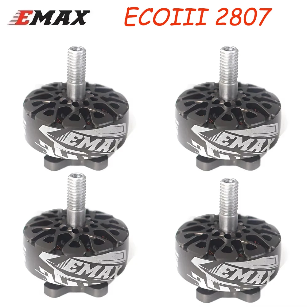 4PCS EMAX ECO III 2807 1300KV/1500KV/1700KV 3-6S Brushless Motor 5mm Shaft Compatible 6-7 inches Propellers for FPV Racing Drone