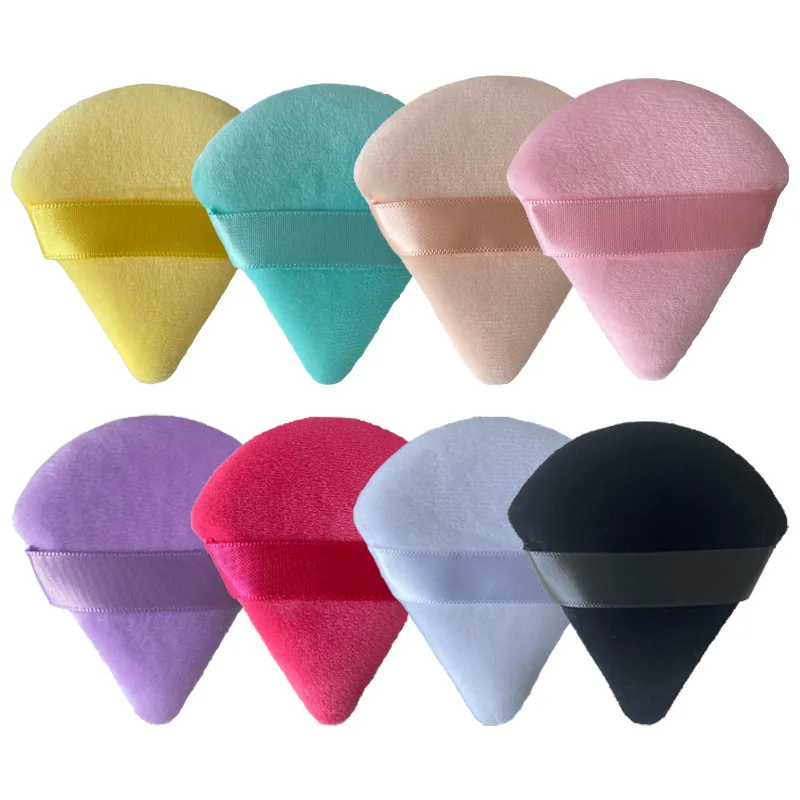 8Pcs/box Triangle Powder Puff Mini Face Makeup Sponge Cosmetics Soft Cotton Face Powder Puff Washable Velvet Makeup Puff