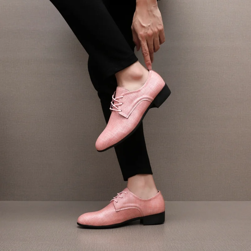 Men Derby Shoes PU Multi Color Coarse Heel Trendy Business Casual Men Shoes Size 40-50