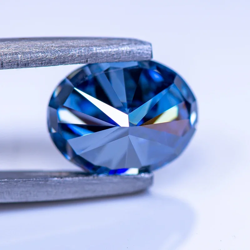 Moissanit-Stein, oval geschliffen, natürliche Königsblau-Farbe, hochwertige DIY-Charms, Schmuckherstellung, Hauptmaterialien mit Zertifikat – Detail 5