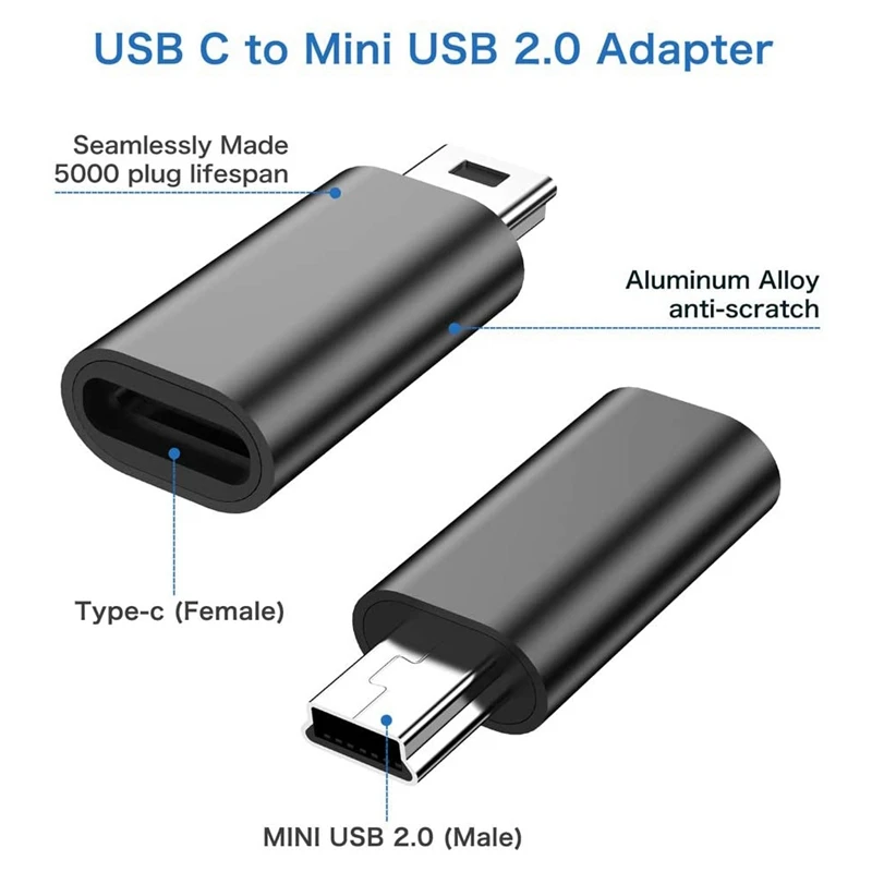 Переходник с USB C на Mini USB 2,0, переходник с Type C «Мама» на Mini USB «папа», переходник для Gopro, MP3-плееров, видеорегистраторов