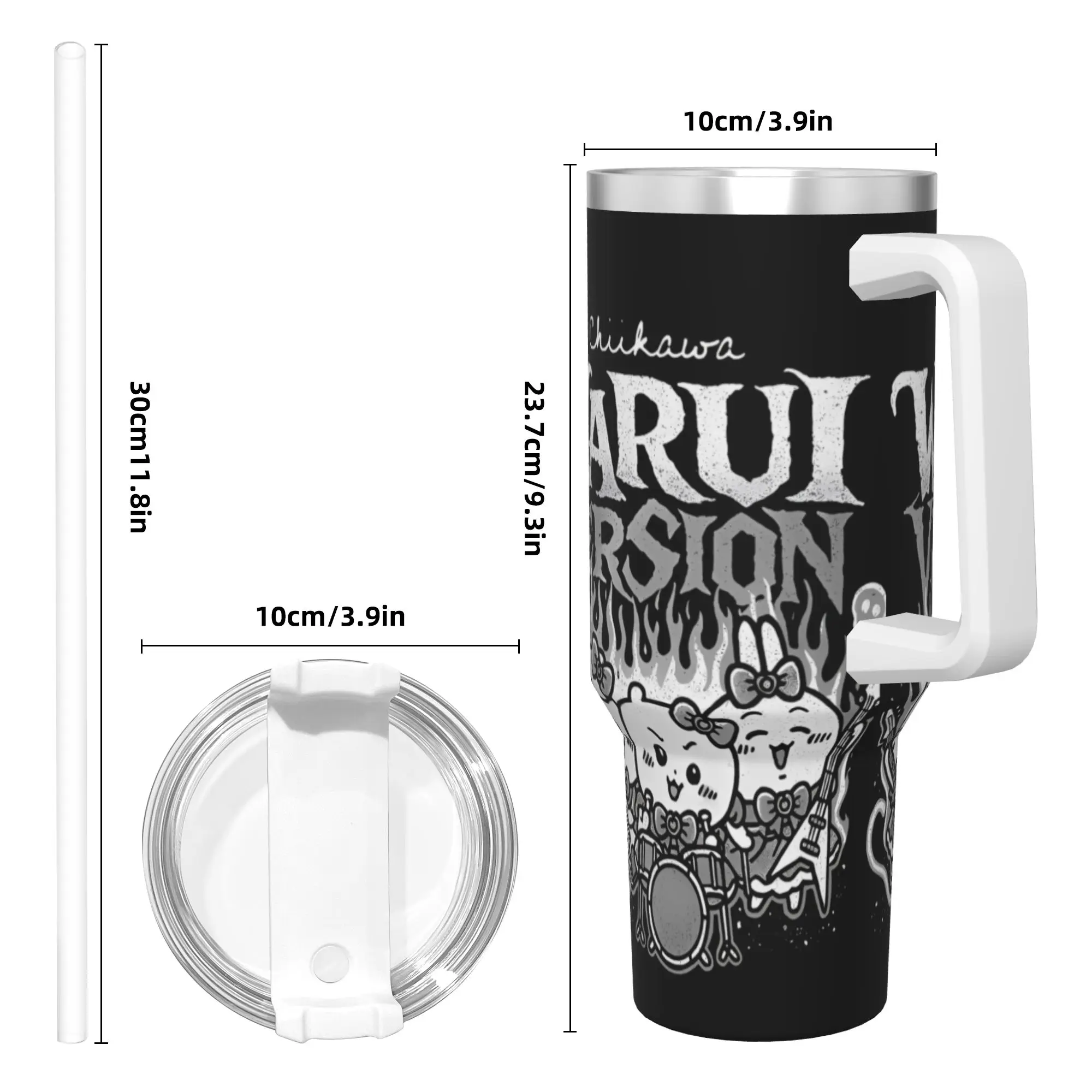 Chiikawa Hachiware Usagi Warui نسخة 40 أوقية فراغ معزول بهلوان الجرونج أكواب مريحة قابلة لإعادة الاستخدام كوب كبير زجاجة ماء هدية