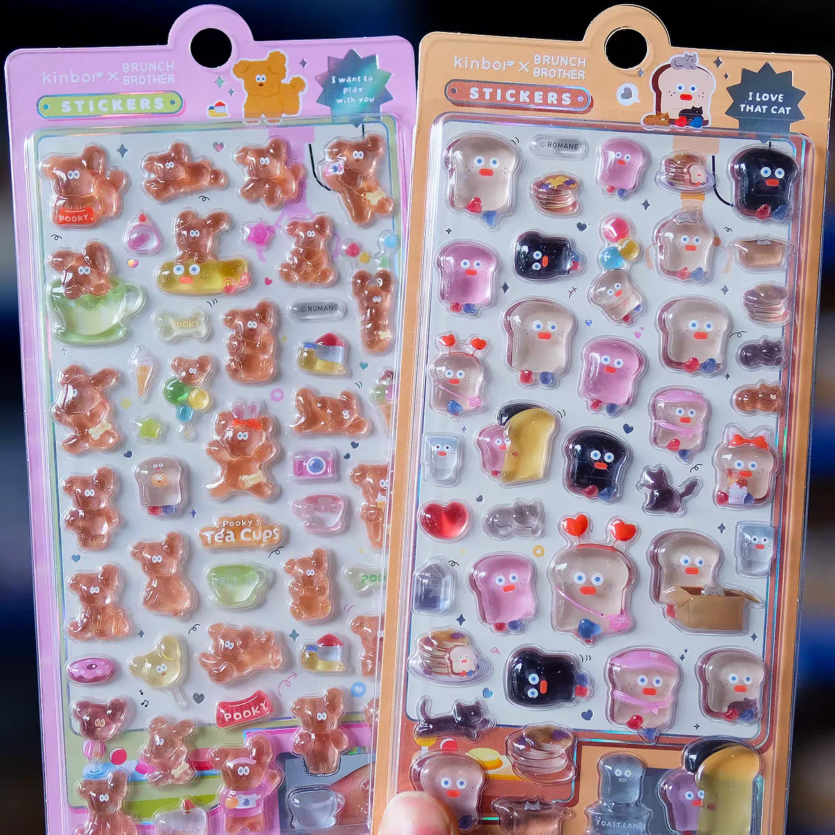 

1 pc/4 pcs Brunch Brother Cartoon Drop 3D Relief Stickers Scrapbooking Diy Diary Stationery Sticker Decor Cute School Stickers