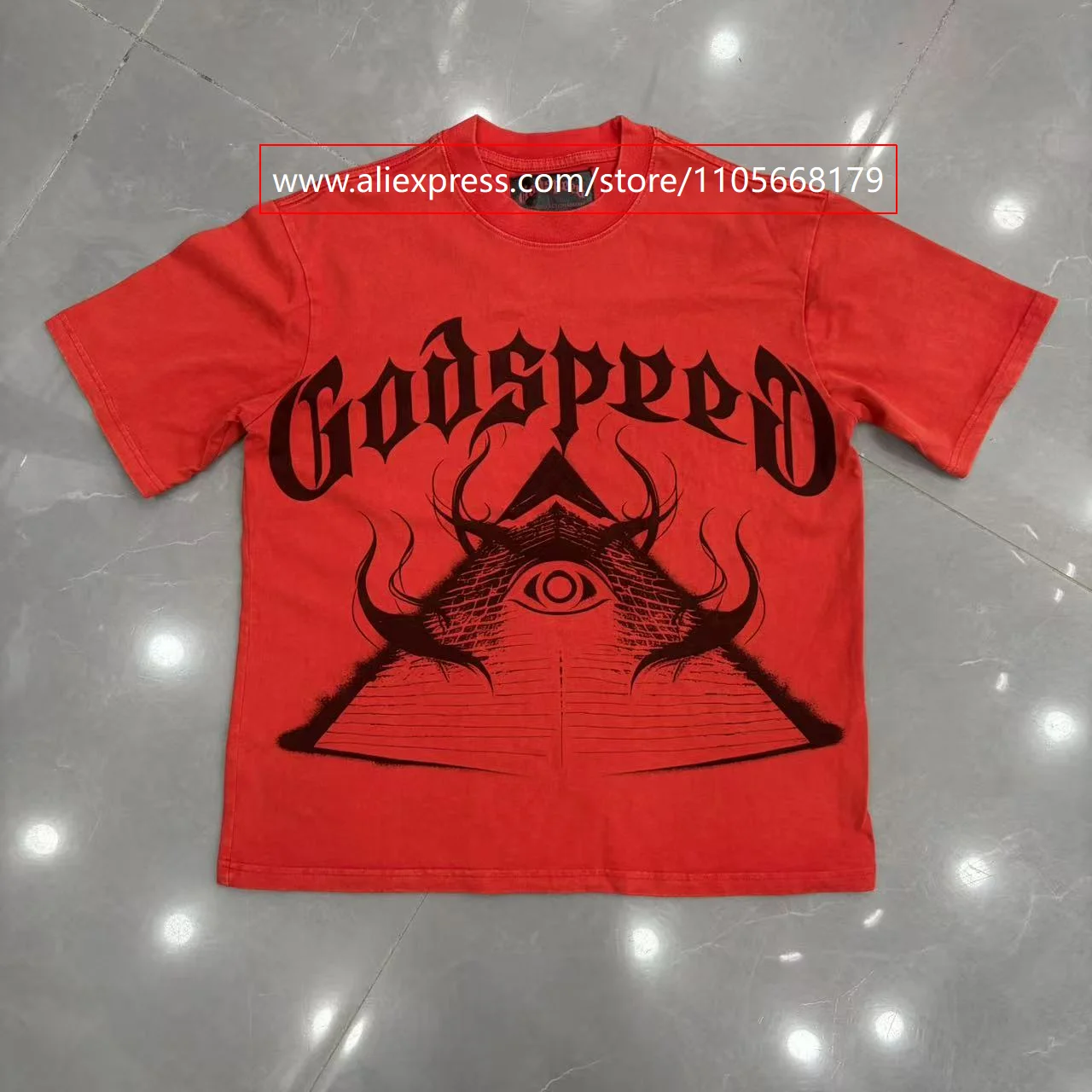 White Ink Direct-Print Short-Sleeve High-Quality Loose-Fitting Fashionable Trendy T-Shirt, Unisex, Washed with a Vintage Effect