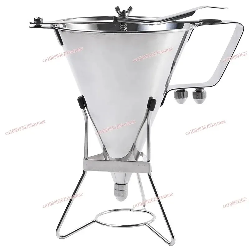 304 Stainless Steel Conical Funnel with Stand Takoyaki Funnel Jam Syrup Batter Funnel Multi-Purpose Kitchen