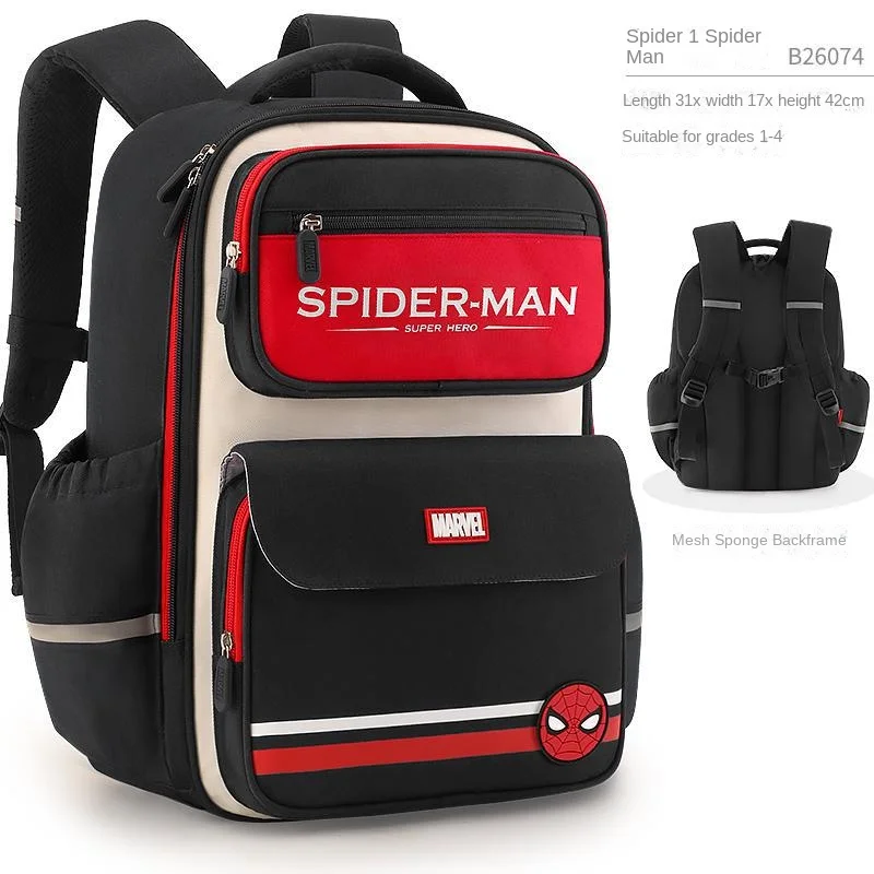 Marvel Boy Orthopedic School Bag Spider Man Captain America Grade 1-4 Primary Student Shoulder Backpack Large Capacity Mochilas