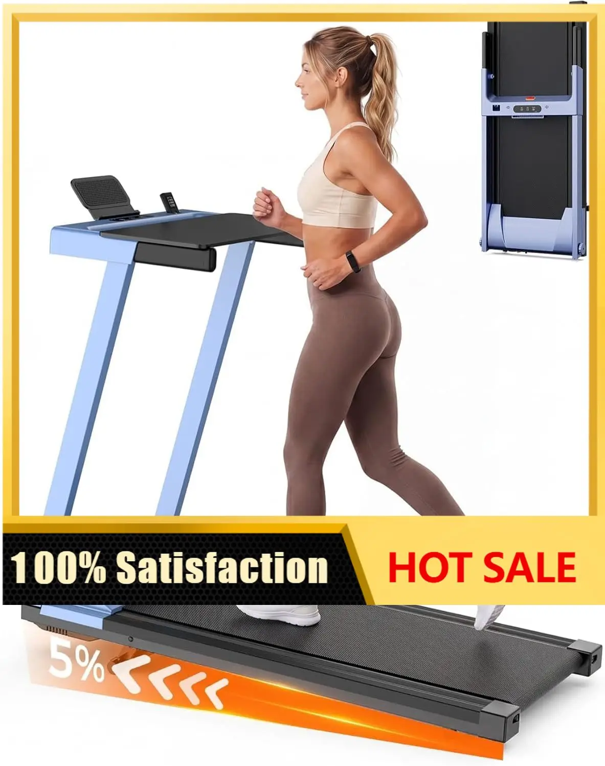 Walking Pad with Incline, 2.5HP Under Desk Treadmill 300 lbs Capacity, Treadmills for Home Office, Remote & APP Control Portable
