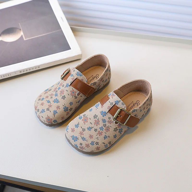 Zapatos De NiñaRetro فتاة حذاء الخريف جديد فتاة حذاء من الجلد الأزهار الأميرة حذاء لينة وحيد حذاء طفل غير رسمي Allmatch النساء الأحذية #3