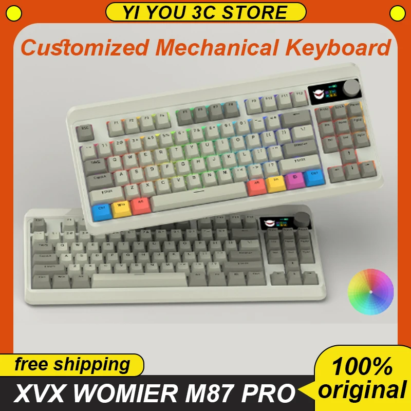 

XVX Womier M87 Pro Mechanical Keyboard Tri-Mode Bluetooth/2.4ghz /Wired Hot-Swap Tkl Rgb Oled Display Knob Custom Gamer Keyboard