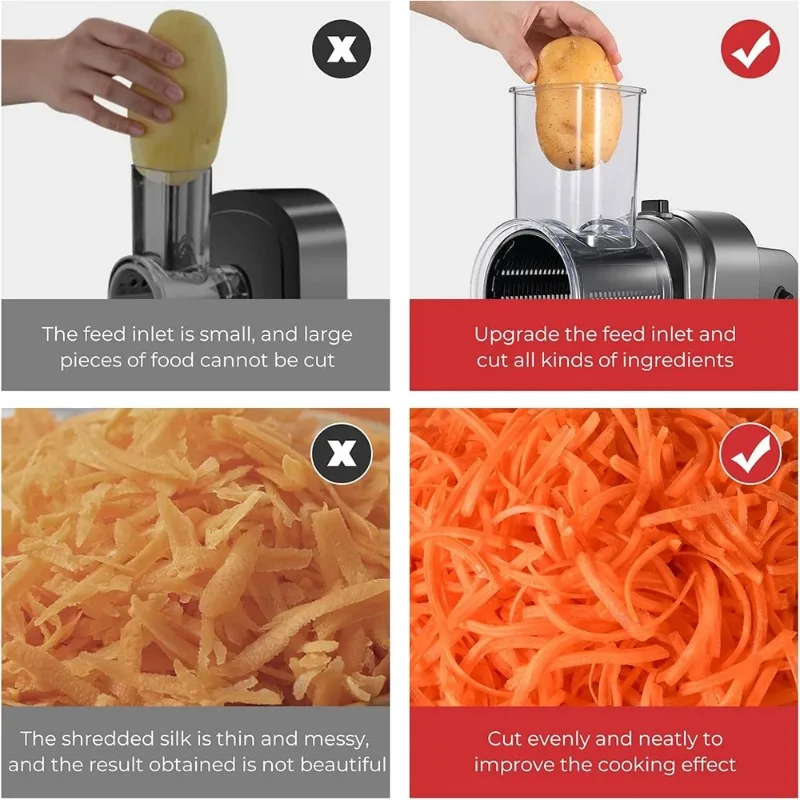 LMETJMA 250W 5 in 1 Electric Vegetable Slicer Shredder Automatic Salad Shooter Machine Cheese Grater Carrot Cabbage Cutter JT253 view 4