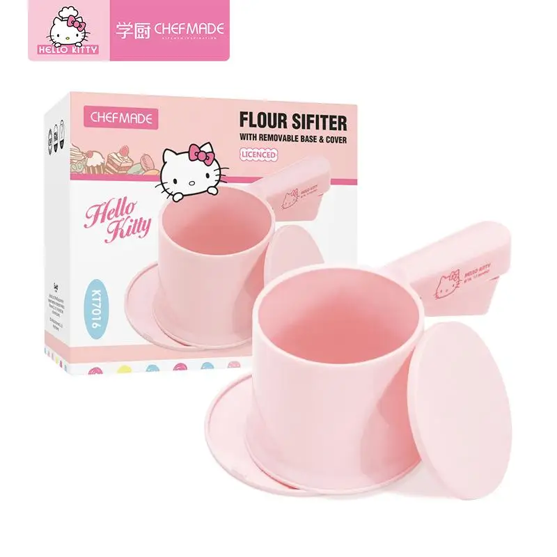 Kawaii Sanrio Anime Hobby Hello Kitty Cartoon Semi-Automatic Hand-Pressed Cup-Type Sugar Sifter and Flour Sifter Baking Tool