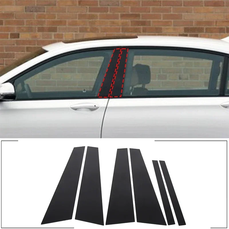 

For 2008-2014 BMW 7 Series F01 F02 PC Bright Black Car Window Center Pillar Decorative Sticker Car Exterior Accessories 6Pcs