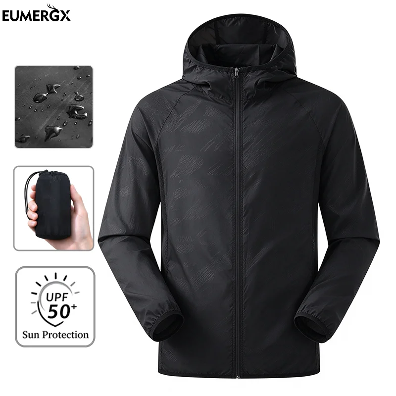 Camping - EUMERGX 防水ウィンドブレーカー。男性用、女性用。ハイキング、キャンプ、登山に最適。紫外線対策機能付き。軽量でコンパクトに収納可能。速乾性。