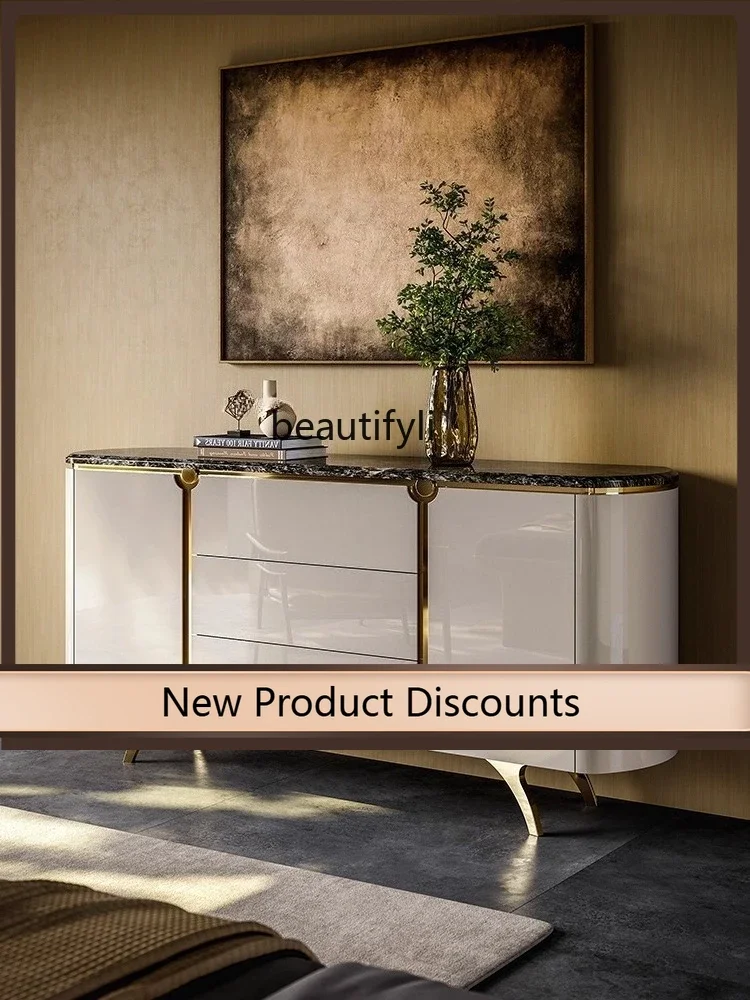 X  f4567Light luxury cabinet, living room against the wall, dining side, locker, modern simple solid wood tea, decorative cabine