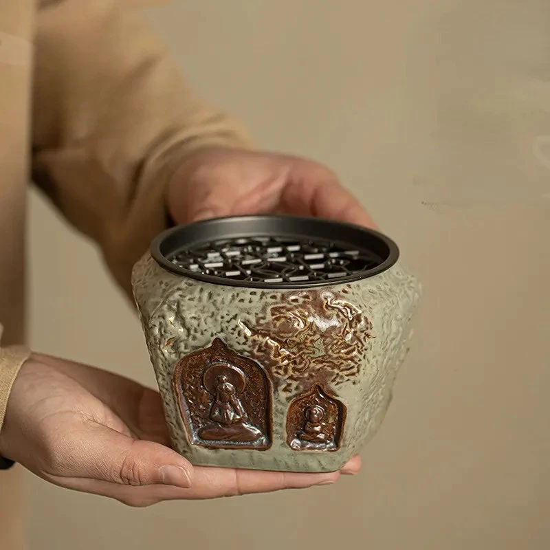 

Dunhuang Kiln Change Dry Zen Jianshui Coarse Pottery Retro Tea Residue Utensil Ceramics Kungfu Tea Set Tea Washing Cup Camping