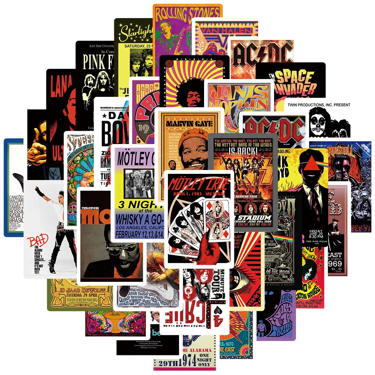 10/30/50PCS Rock Music Graffiti Stickers Laptop Guitar Refrigerator Skateboard Bicycle Luggage Waterproof Decoration Wholesale