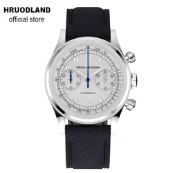 Hruodland Retro Formal Quartz Chronograph Mens Watches Sapphire Bubble Glass 316L Stainless Steel Wrist watch for Male