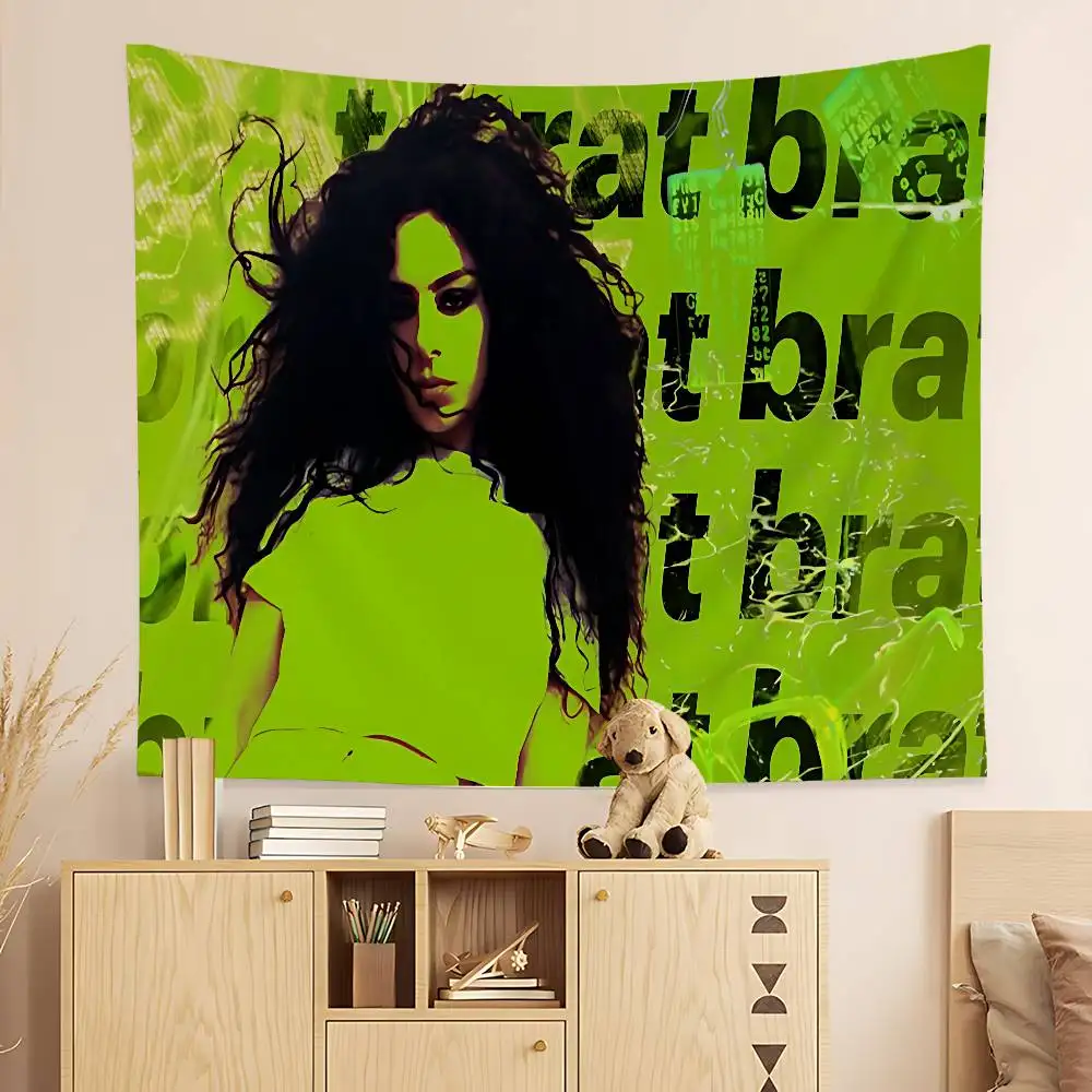 Charli XCX BRAT Singer Colorful Tapestry Wall Hanging Hanging Tarot Hippie Wall Rugs Dorm Wall Art Decor