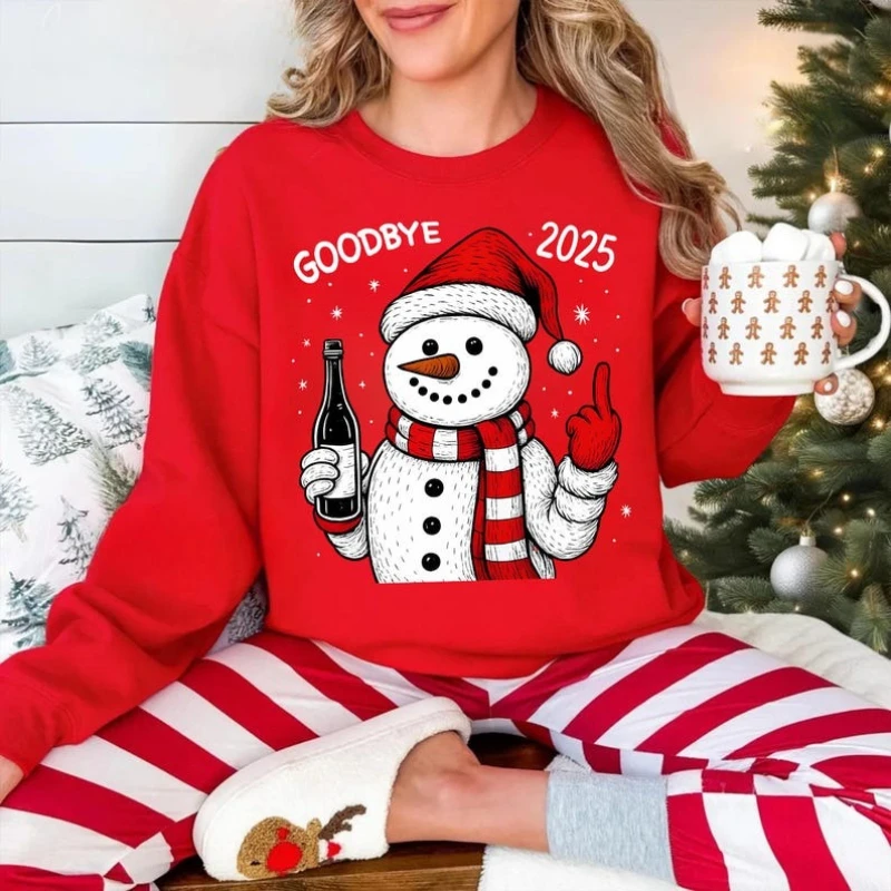 

Good Bye 2021, забавный свитшот «Пьяный снеговик», новогодняя вечеринка, зимний рождественский свитер с длинными рукавами, сохраняющий тепло, одинаковые толстовки, пуловер