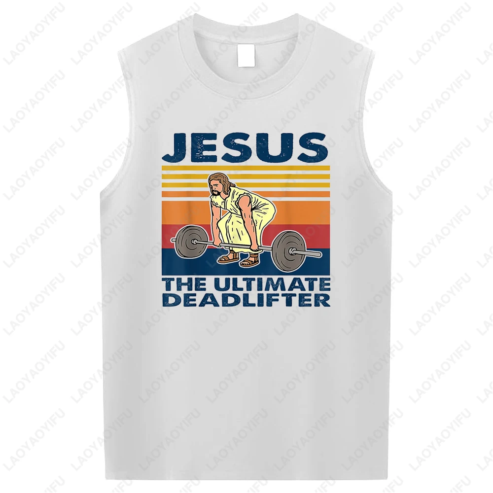 

Классический мужской жилет Jesus The Ultimate Deadlifter для тяжелой атлетики, летняя хлопковая футболка без рукавов высокого качества, дышащие майки