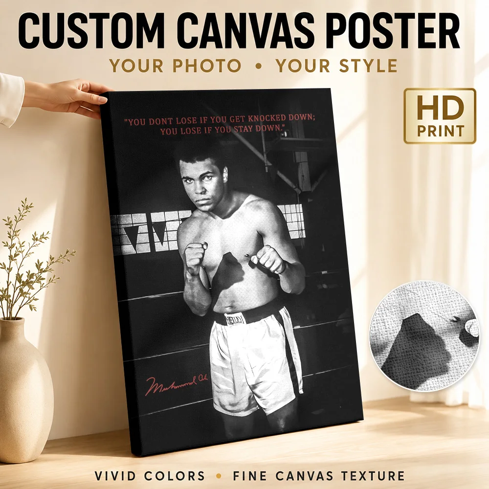 Muhammad Ali Motivational Quote Canvas Poster Custom Motivational Typography Wall Art for Gym Office Decor Gift for Collectors