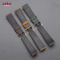 Bracelet de montre en cuir Vintage à dégagement rapide, couture en cuir de vache, pour Omega 18/19/20/21/22/24mm, marron, pour Seiko 5