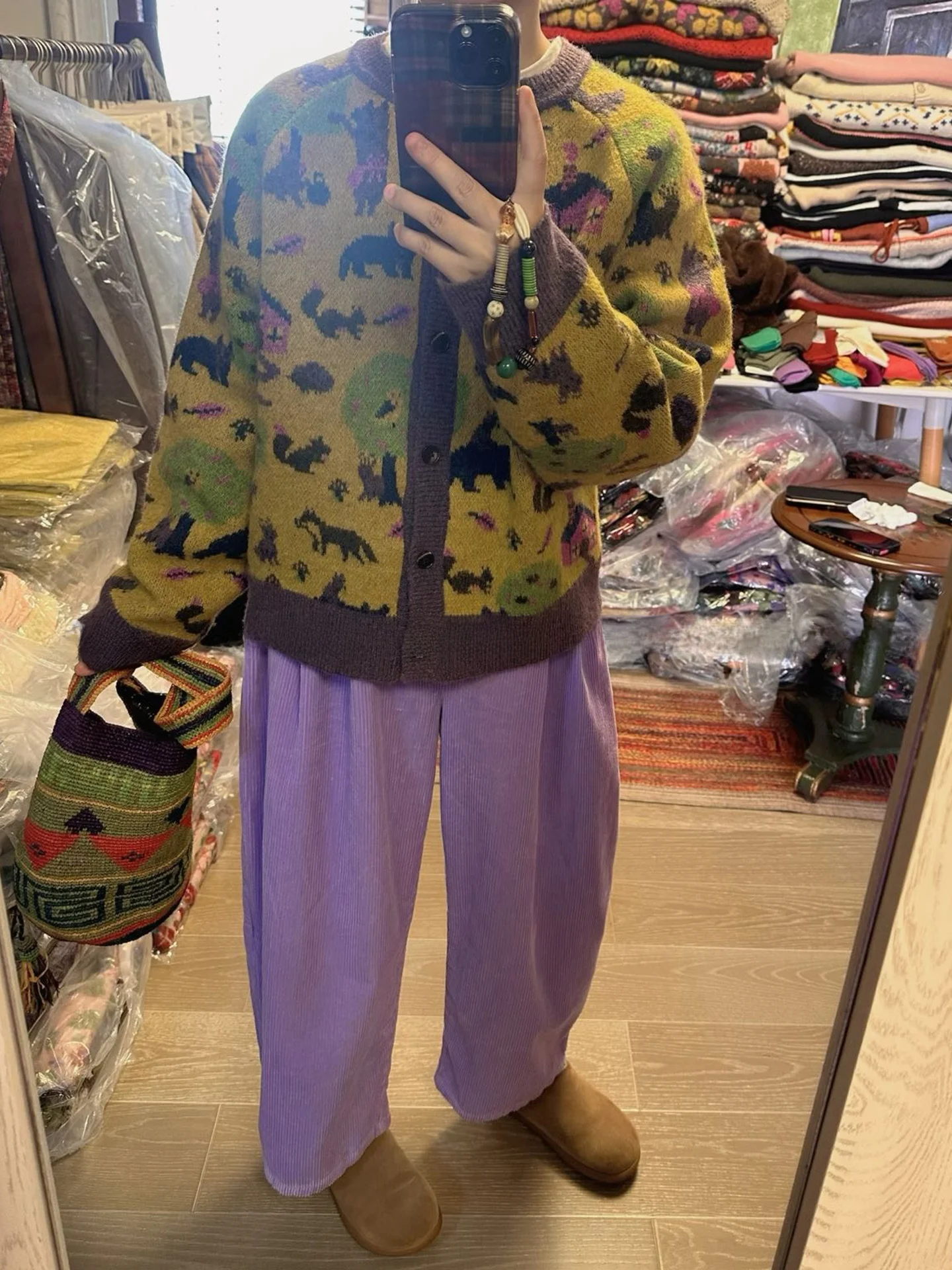 

Осенне-зимний желтый вязаный кардиган с круглым вырезом и принтом зоопарка, больших размеров, женский, свободного кроя, модный, для повседневной носки, с длинными рукавами