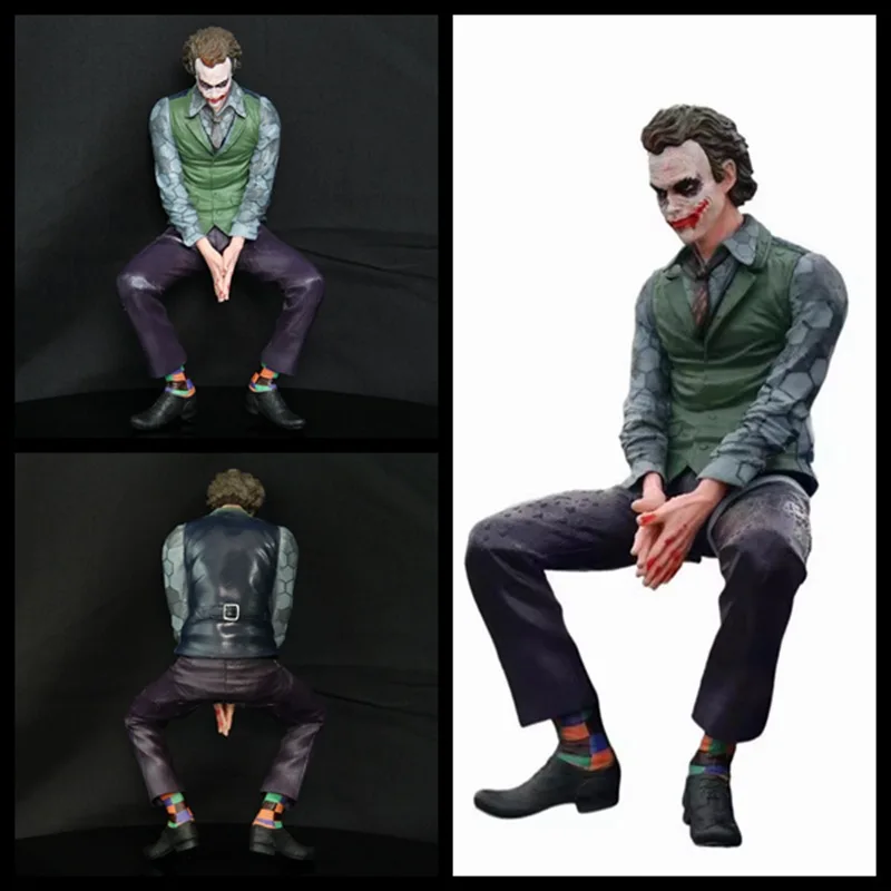 DC Batman Joker Heath Ledger Sitting Anime Handmade Model Pressed Face Action Figure Halloween Children\'s Toy Gift