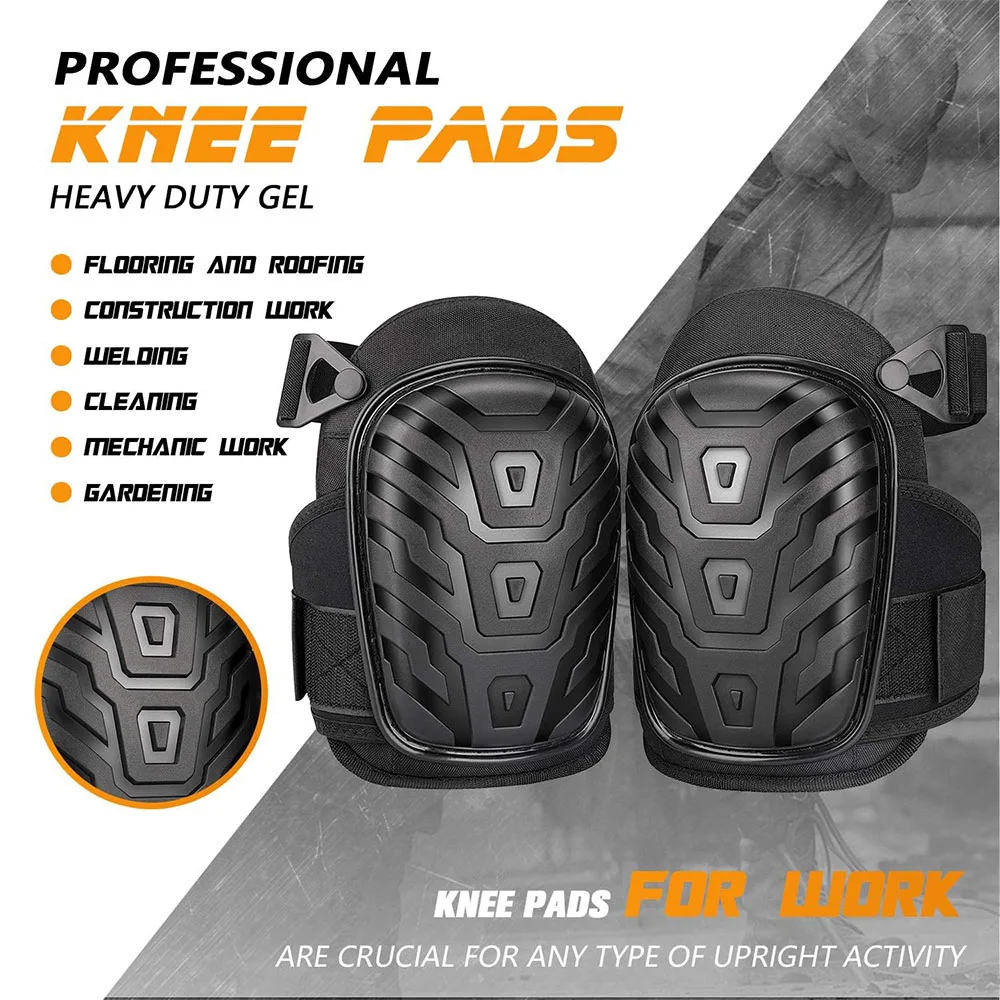 1Pair Professional Heavy Duty EVA Foam Padding Knee Pads with Comfortable Gel Cushion and Adjustable Straps for Working Gardning