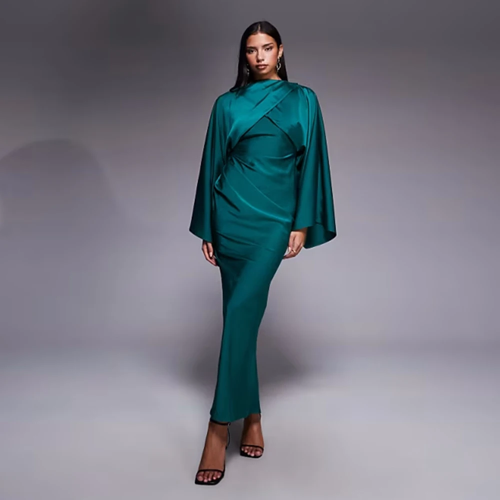 

Атласные длинные вечерние платья по индивидуальному заказу, роскошное вечернее платье с длинными рукавами, коктейльные платья для выпускного вечера для свадебных гостей