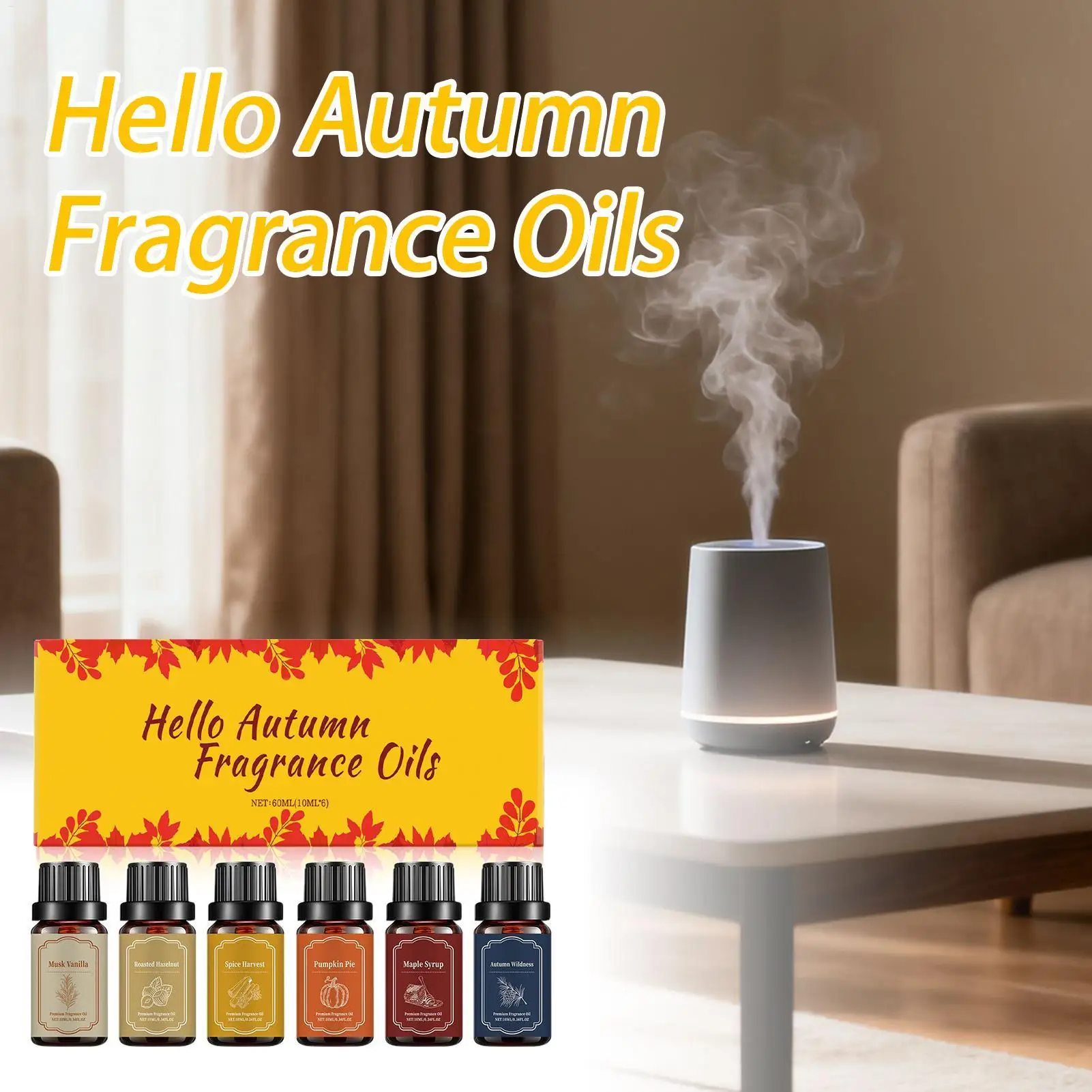 6 قطعة مجموعة الزيوت الناشر المعطرة الخريف الزيوت الأساسية العطرية المريحة لصنع الشموع الروائح غرفة المعيشة اليوغا التأمل سبا