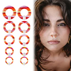 1pc Acrylic Nose Piercing Semi Transparent Printed Water Print Nose Ring Red Eyebrow Ring BCR Punk Piercing Jewelry