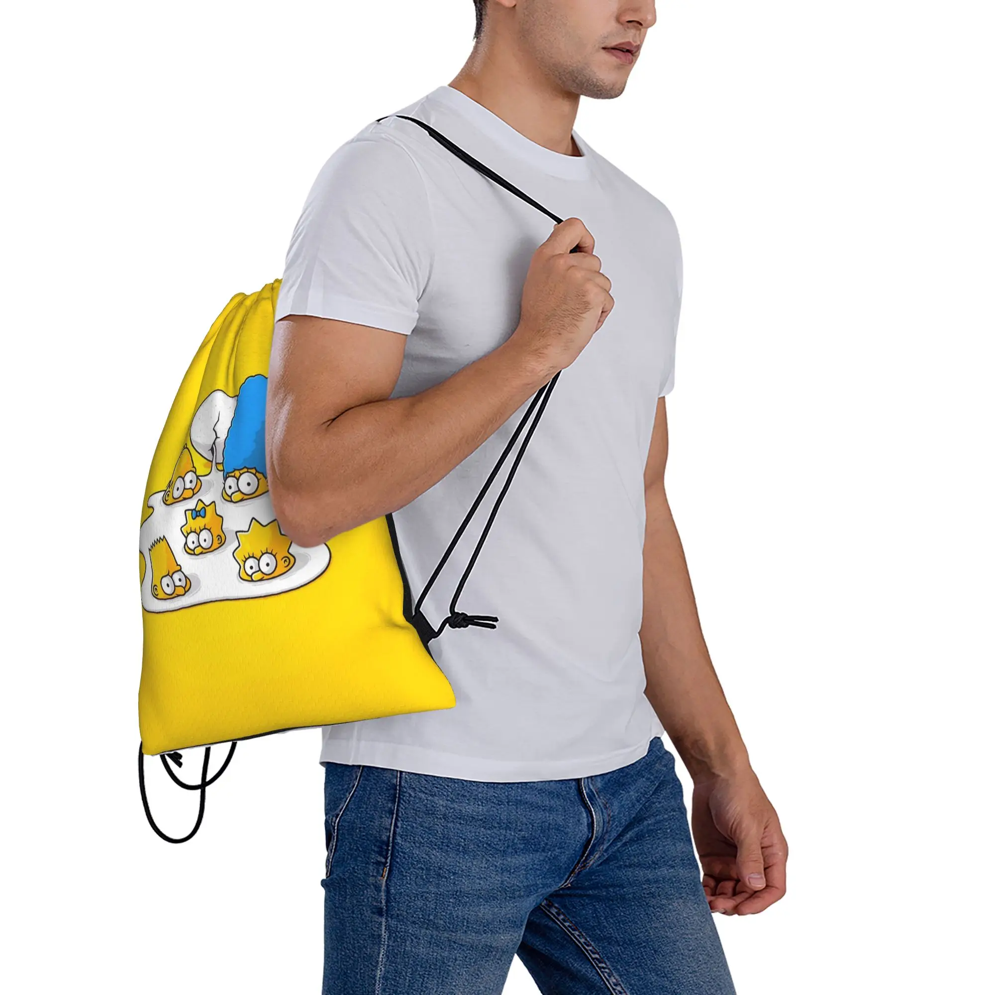 Simpsonsed Cartoon  Drawstring Backpack Gym Sports Sackpack Water Resistant  String Bag for Exercise view 6