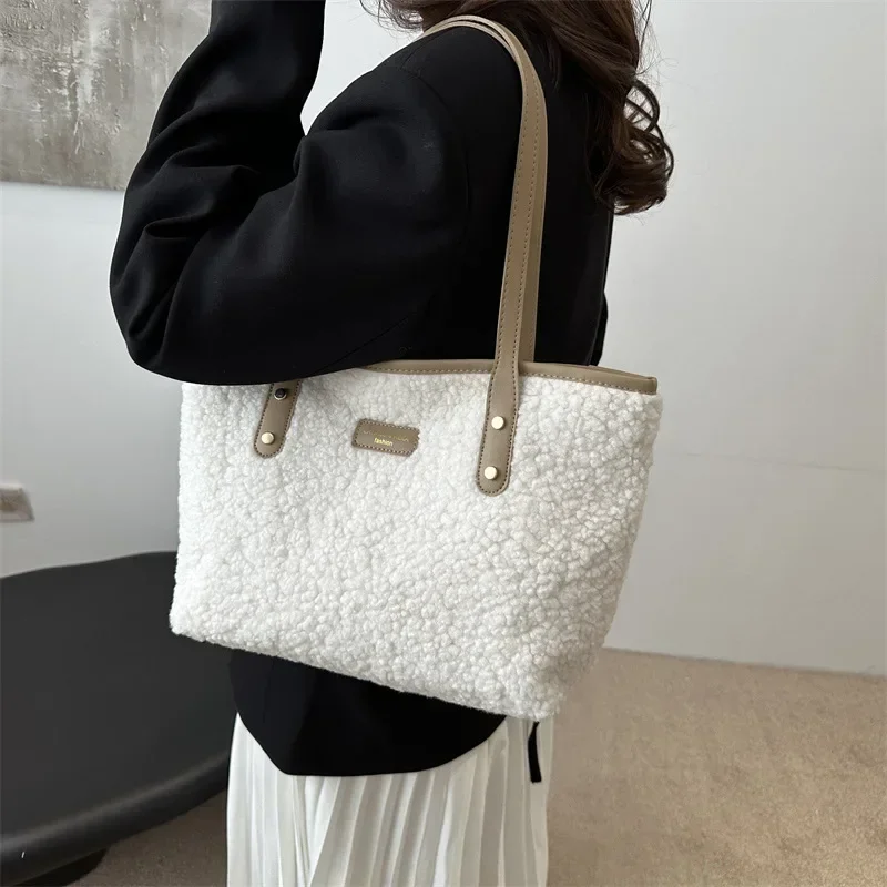 Children Messenger Bag Lamb Wool Fashionable Plush Women Shoulder Bags Tote Bags Purse and Handbag Mother Kids Bags for Girl Sac