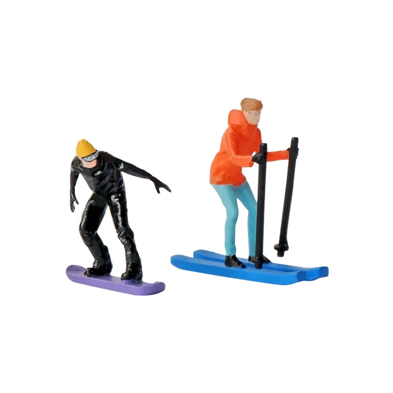 1/64 Diorama Mini Model ośrodka narciarskiego na snowboardzie Glissade narty zimowe 2.8CM miniaturowe figurki dla narciarzy