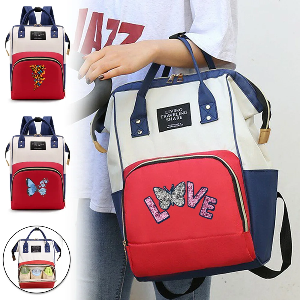 Backpack Waterproof Travel Needments Babybag Outdoor Travel Mommy Bag Large Capacity Travel Organizer Bags Butterfly Printing