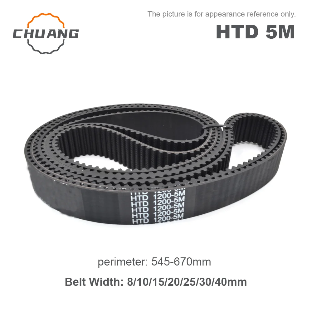 HTD 5M Timing belt Length 545-670mm Width 8/10/12/15/20/25/30/35/40mm for CNC Belt HTD5M Closed Loop Belts