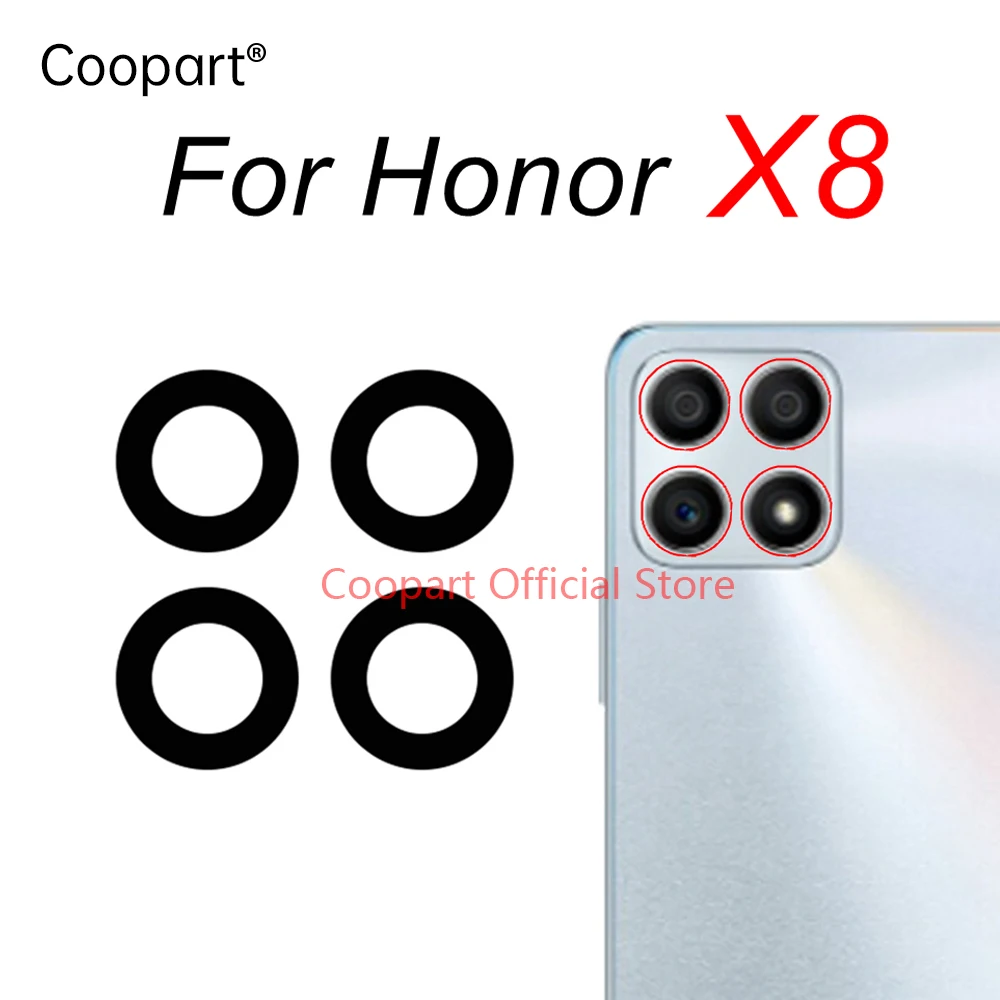 New Coopart Back Rear Camera Glass Lens For Huawei Honor X8 Main Camera Glass Adhesive Sticker Tape TFY-LX1 TFY-LX2 TFY-LX3