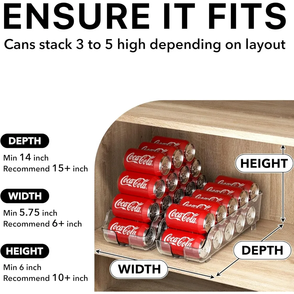 منظم علبة الصودا وموزع للثلاجة/المخزن، شفاف، مجموعة من 2 #4